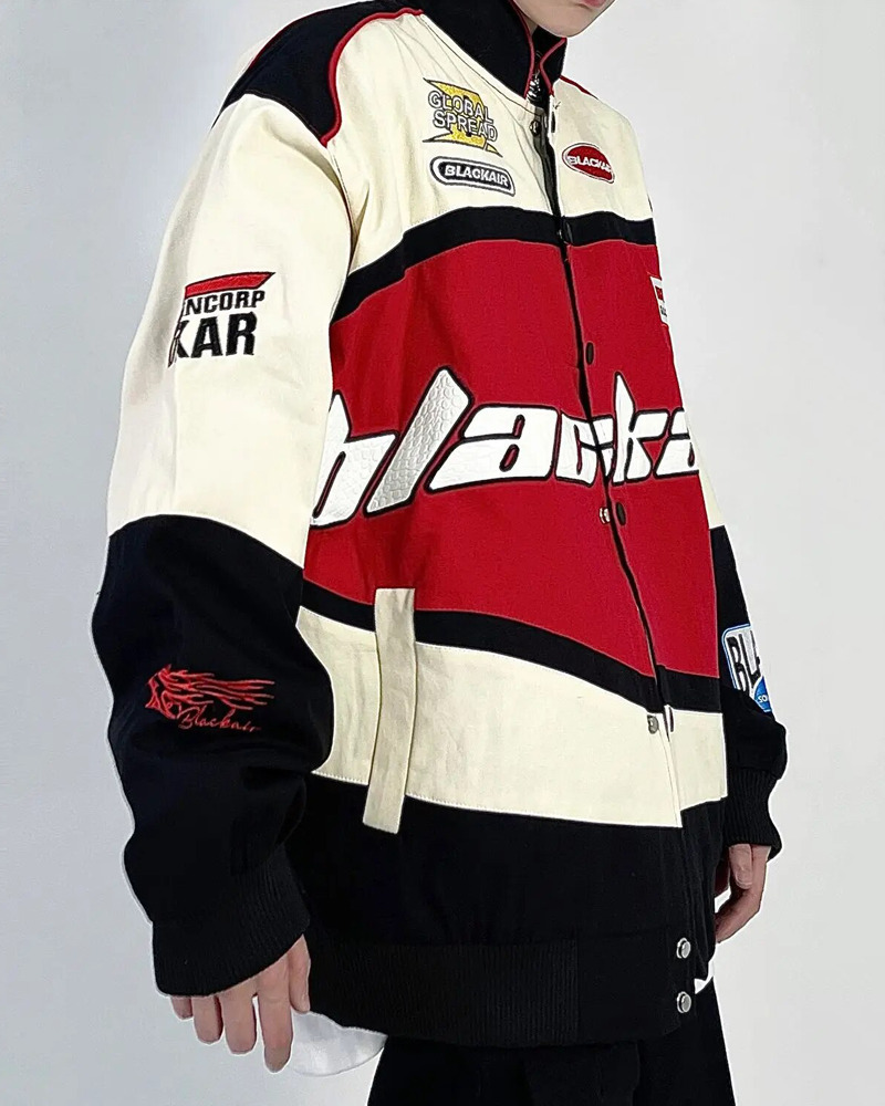 Vintage Racing Jacket - Y2K Summer, 90s Grunge, Retro Hip Hop, Pastel Goth, Y2K Club Outfit
