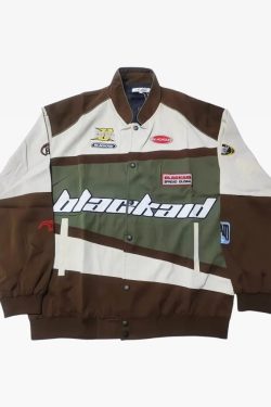 Vintage Racing Jacket - Y2K Summer, 90s Grunge, Retro Hip Hop, Pastel Goth, Y2K Club Outfit