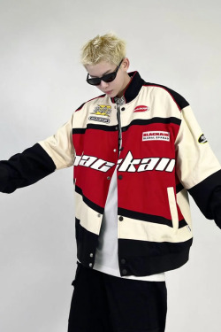 Vintage Racing Jacket - Y2K Summer, 90s Grunge, Retro Hip Hop, Pastel Goth, Y2K Club Outfit