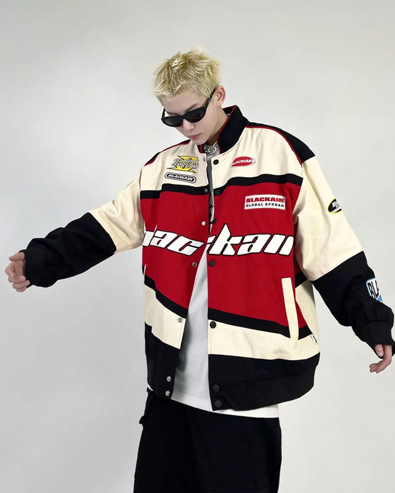 Vintage Racing Jacket - Y2K Summer, 90s Grunge, Retro Hip Hop, Pastel Goth, Y2K Club Outfit