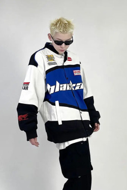 Vintage Racing Jacket - Y2K Summer, 90s Grunge, Retro Hip Hop, Pastel Goth, Y2K Club Outfit