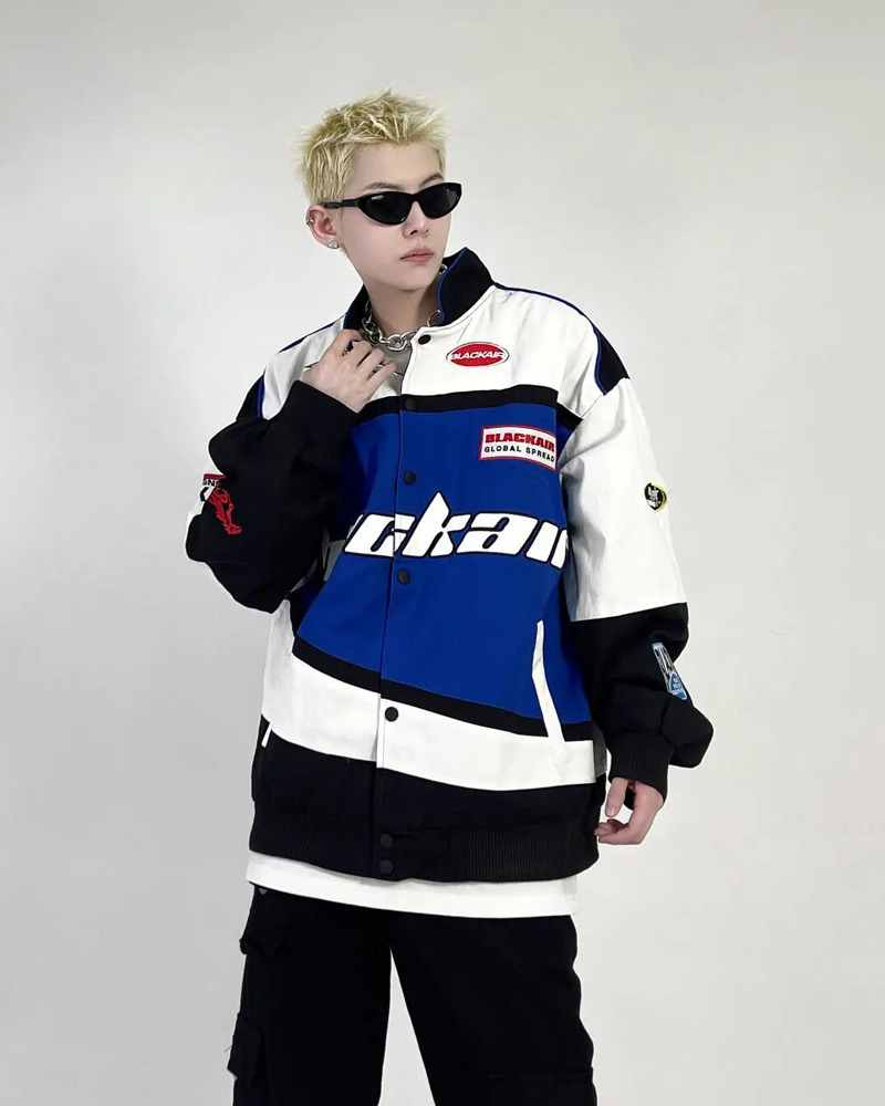 Vintage Racing Jacket - Y2K Summer, 90s Grunge, Retro Hip Hop, Pastel Goth, Y2K Club Outfit