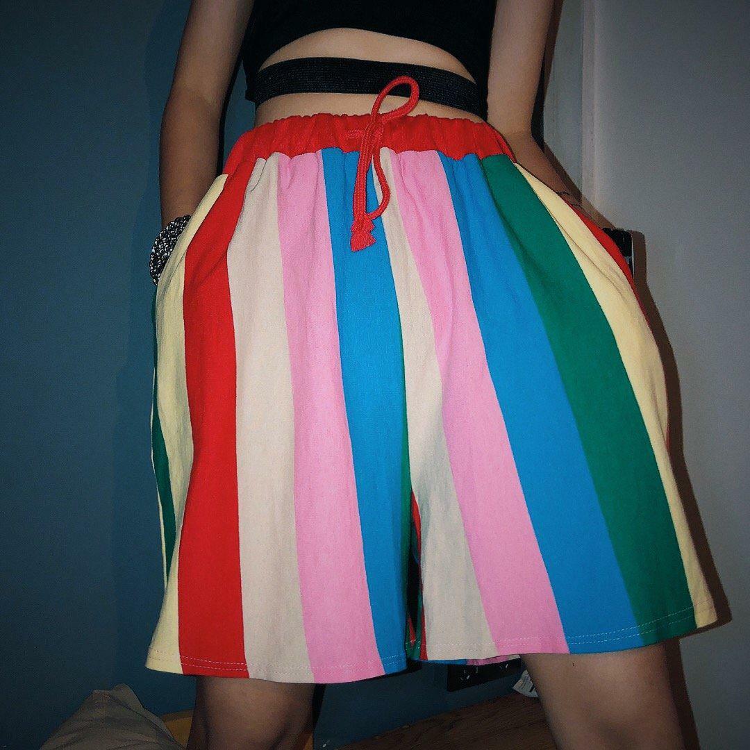 Vintage Rainbow Y2K Shorts - 90s Grunge, Retro Summer Outfits, Y2K Party & Club Fashion