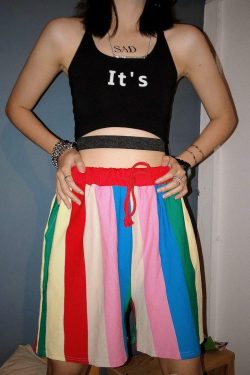 Vintage Rainbow Y2K Shorts - 90s Grunge, Retro Summer Outfits, Y2K Party & Club Fashion