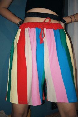 Vintage Rainbow Y2K Shorts - 90s Grunge, Retro Summer Outfits, Y2K Party & Club Fashion