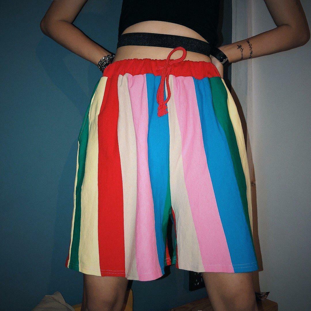 Vintage Rainbow Y2K Shorts - 90s Grunge, Retro Summer Outfits, Y2K Party & Club Fashion
