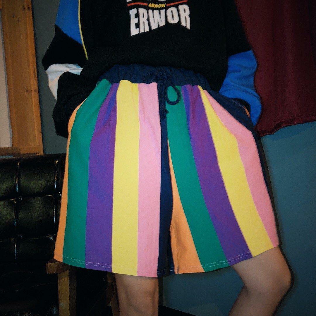 Vintage Rainbow Y2K Shorts - 90s Grunge, Retro Summer Outfits, Y2K Party & Club Fashion