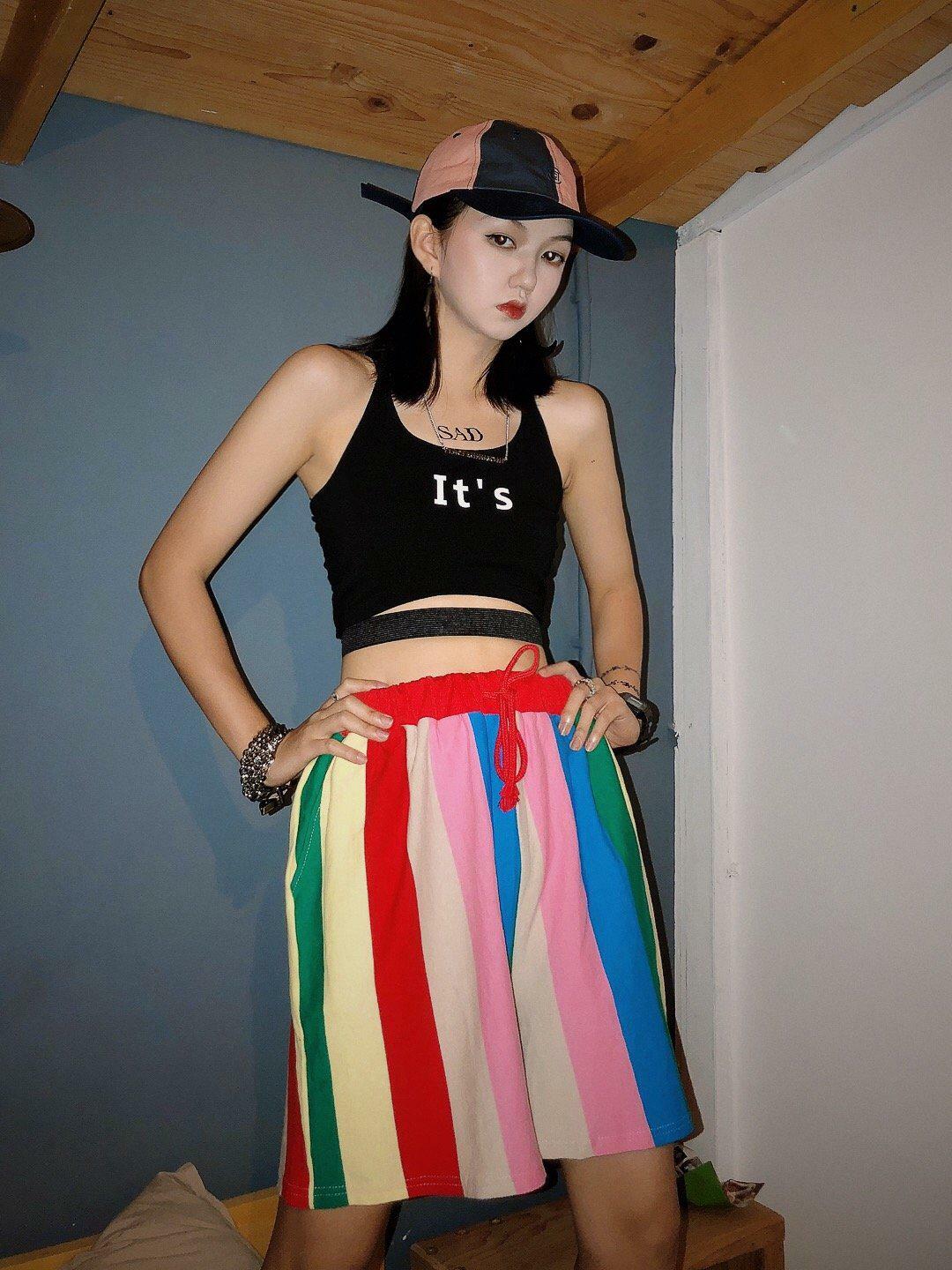 Vintage Rainbow Y2K Shorts - 90s Grunge, Retro Summer Outfits, Y2K Party & Club Fashion