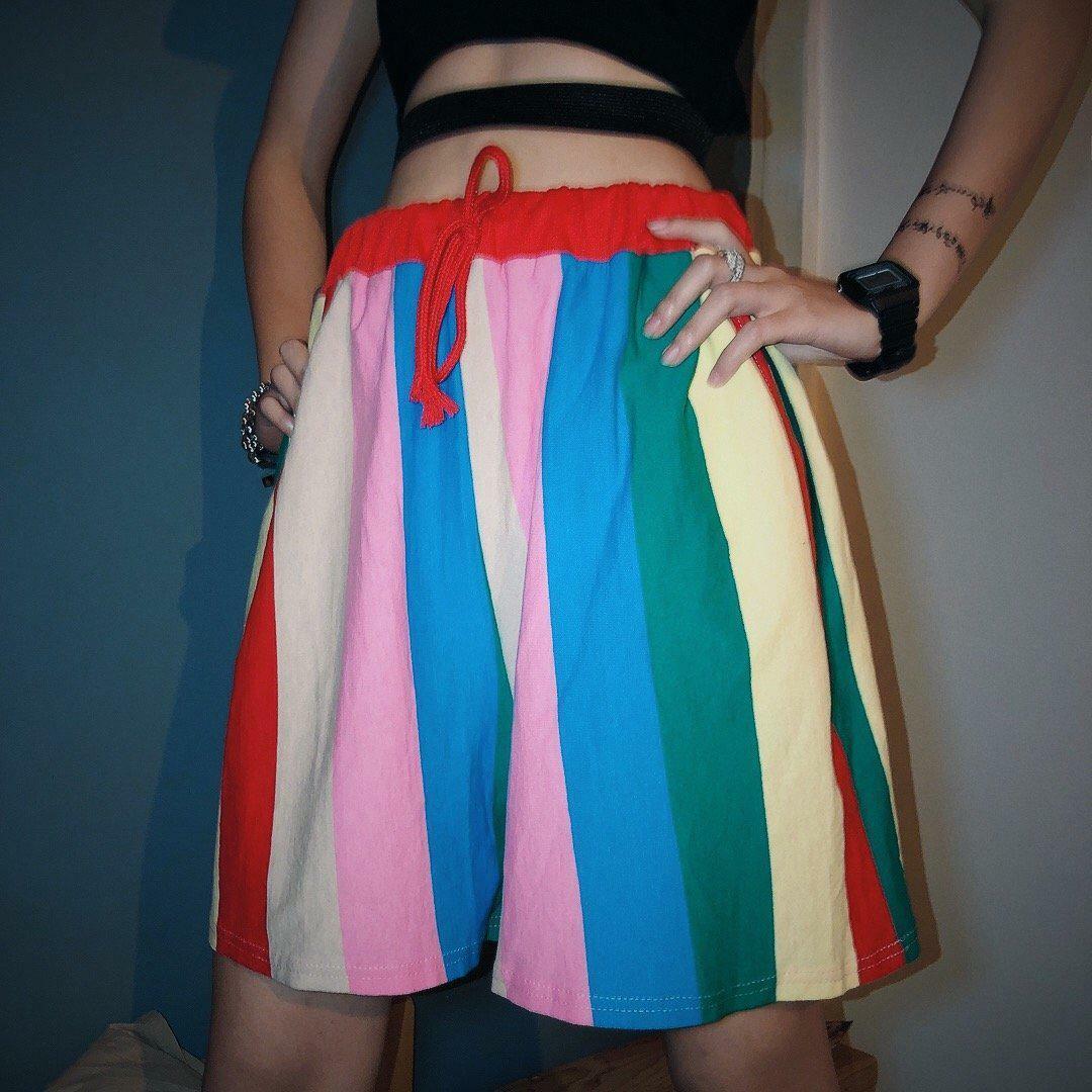 Vintage Rainbow Y2K Shorts - 90s Grunge, Retro Summer Outfits, Y2K Party & Club Fashion