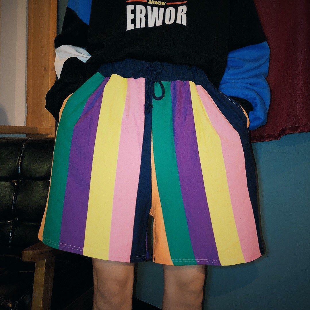 Vintage Rainbow Y2K Shorts - 90s Grunge, Retro Summer Outfits, Y2K Party & Club Fashion