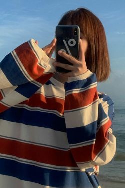 Vintage Stripe Sweater - Y2K Summer, 90s Fashion, Grunge, Retro, Pastel Goth, Y2K Club Outfits