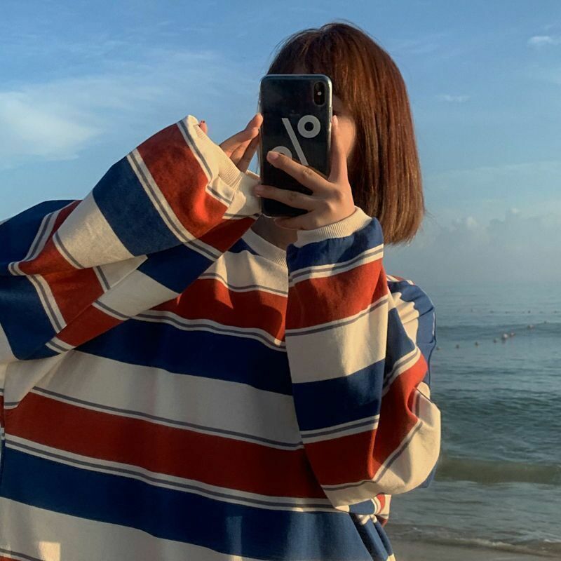 Vintage Stripe Sweater - Y2K Summer, 90s Fashion, Grunge, Retro, Pastel Goth, Y2K Club Outfits