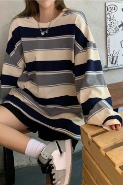 Vintage Stripe Sweater - Y2K Summer, 90s Fashion, Grunge, Retro, Pastel Goth, Y2K Club Outfits