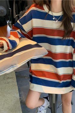 Vintage Stripe Sweater - Y2K Summer, 90s Fashion, Grunge, Retro, Pastel Goth, Y2K Club Outfits