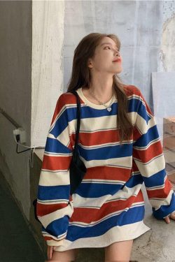 Vintage Stripe Sweater - Y2K Summer, 90s Fashion, Grunge, Retro, Pastel Goth, Y2K Club Outfits