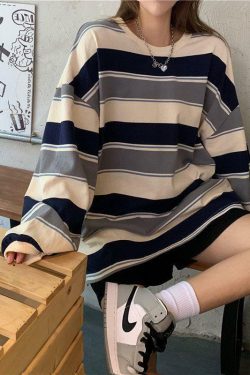Vintage Stripe Sweater - Y2K Summer, 90s Fashion, Grunge, Retro, Pastel Goth, Y2K Club Outfits