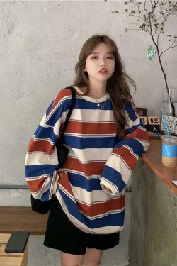 Vintage Stripe Sweater - Y2K Summer, 90s Fashion, Grunge, Retro, Pastel Goth, Y2K Club Outfits