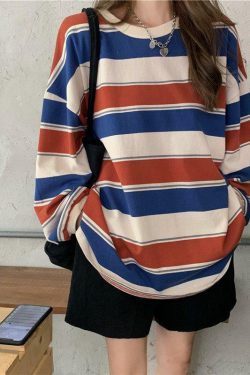 Vintage Stripe Sweater - Y2K Summer, 90s Fashion, Grunge, Retro, Pastel Goth, Y2K Club Outfits