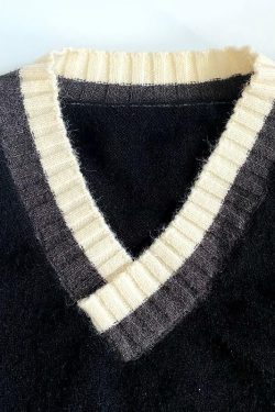 Vintage V Neck Sweater - Y2K Summer, 90s Grunge, Retro Style, Y2K Party, Pastel Goth, Y