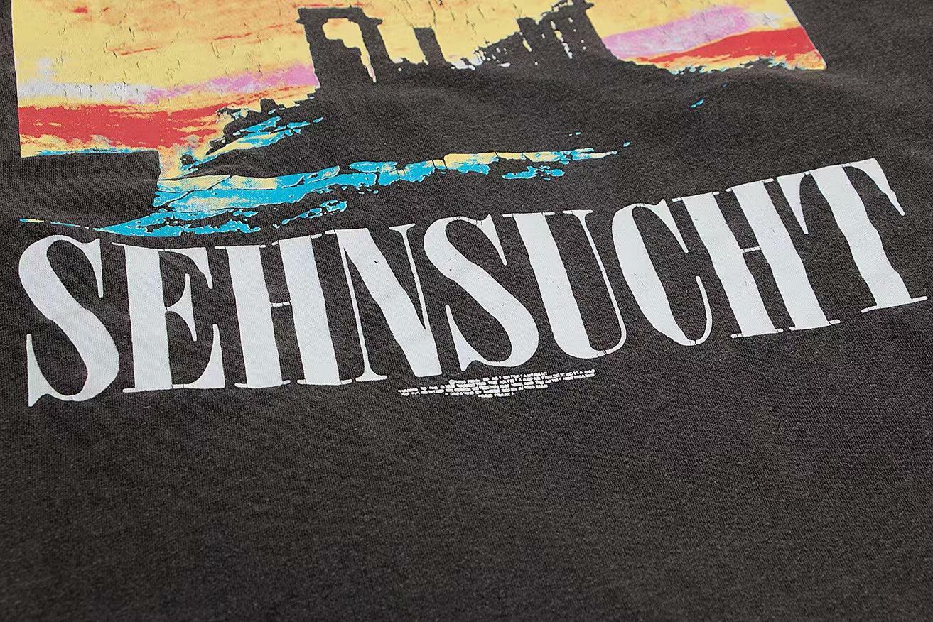 Vintage Washed 'Asuka Sehnsucht' Oversized Tee - Y2K Grunge, 90s Fashion, Retro Summer Outfit