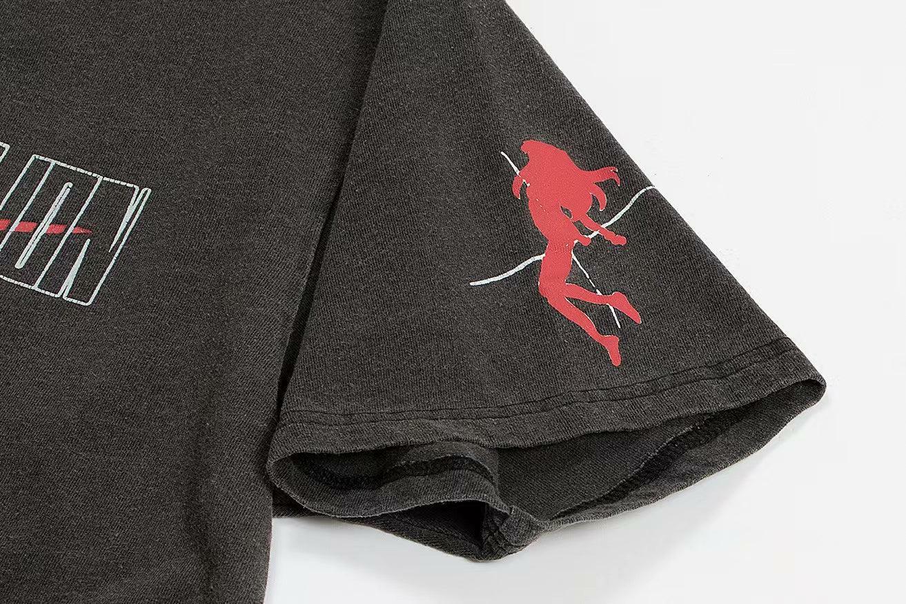 Vintage Washed 'Asuka Sehnsucht' Oversized Tee - Y2K Grunge, 90s Fashion, Retro Summer Outfit