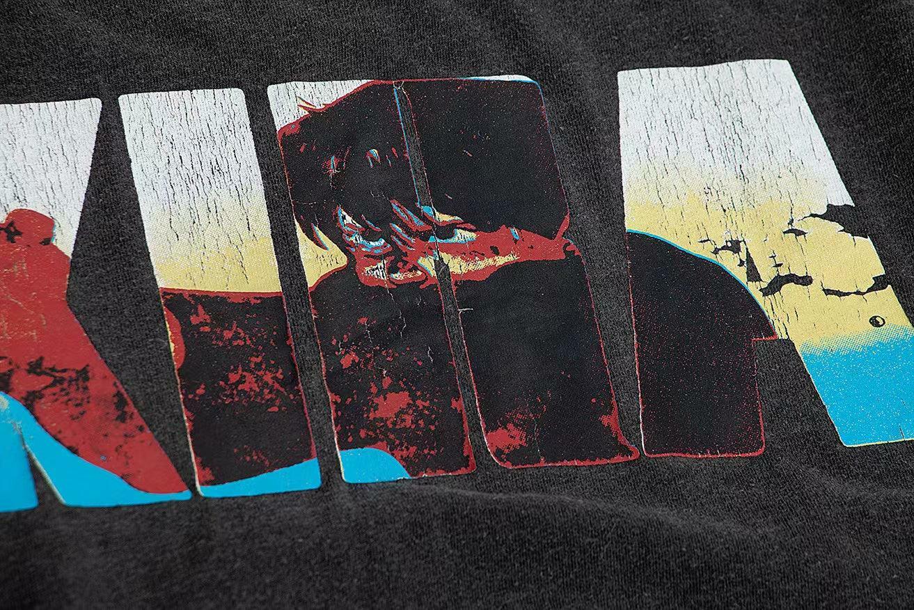 Vintage Washed 'Kaneda' Oversized Tee - Y2K Summer Grunge, 90s Retro, Pastel Goth, Y2K