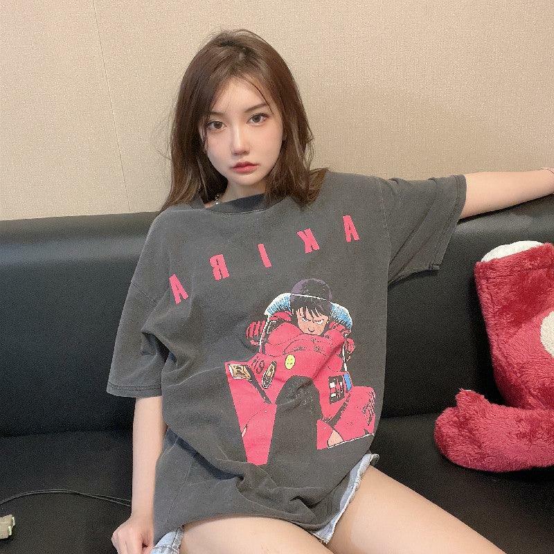 Vintage Washed 'Kaneda' Oversized Tee - Y2K Summer Grunge, 90s Retro, Pastel Goth, Y2K