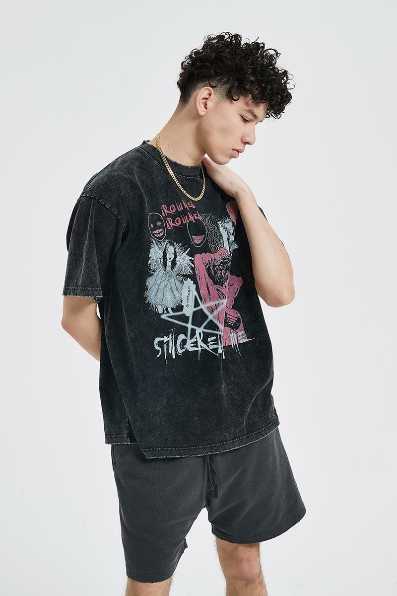 Vintage Washed 'Tomie' Oversized Tee - Y2K Grunge, 90s Fashion, Retro Summer Outfit