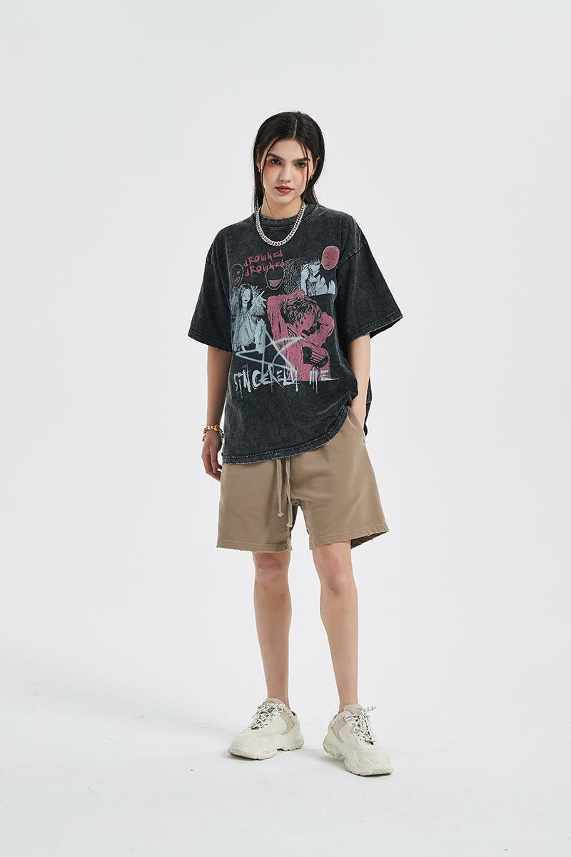 Vintage Washed 'Tomie' Oversized Tee - Y2K Grunge, 90s Fashion, Retro Summer Outfit