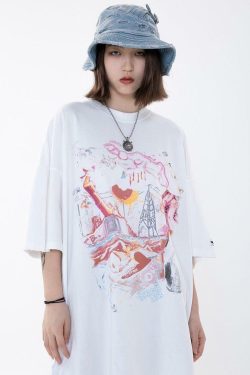 Vintage Washed Chaos Tee - Y2K Summer Grunge, 90s Retro, Pastel Goth, Y2K Party & Club Outfits