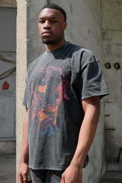 Vintage Washed Chaos Tee - Y2K Summer Grunge, 90s Retro, Pastel Goth, Y2K Party Outfit