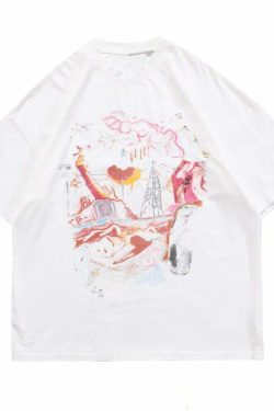 Vintage Washed Chaos Tee - Y2K Summer Grunge, 90s Retro, Pastel Goth, Y2K Party Outfit