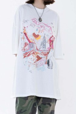 Vintage Washed Chaos Tee - Y2K Summer Grunge, 90s Retro, Pastel Goth, Y2K Party Outfit