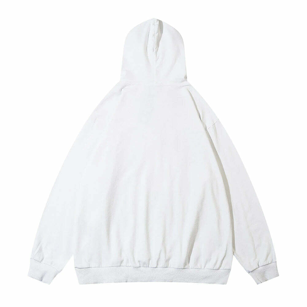 Vintage Washed Fangs Hoodie - Y2K Grunge, 90s Fashion, Retro Style, Gothic Y2K, Summer Y2K
