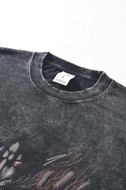 Vintage Washed Titan Oversized Tee - Y2K Summer, 90s Grunge, Retro Goth, Baby Tees, Y2K Pop