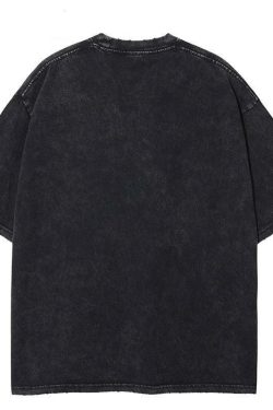 Vintage Washed Titan Oversized Tee - Y2K Summer, 90s Grunge, Retro Goth, Y2K Popstar Outfit