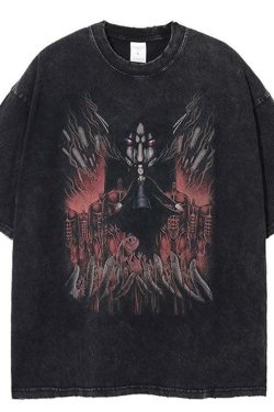 Vintage Washed Titan Oversized Tee - Y2K Summer, 90s Grunge, Retro Goth, Y2K Popstar Outfit