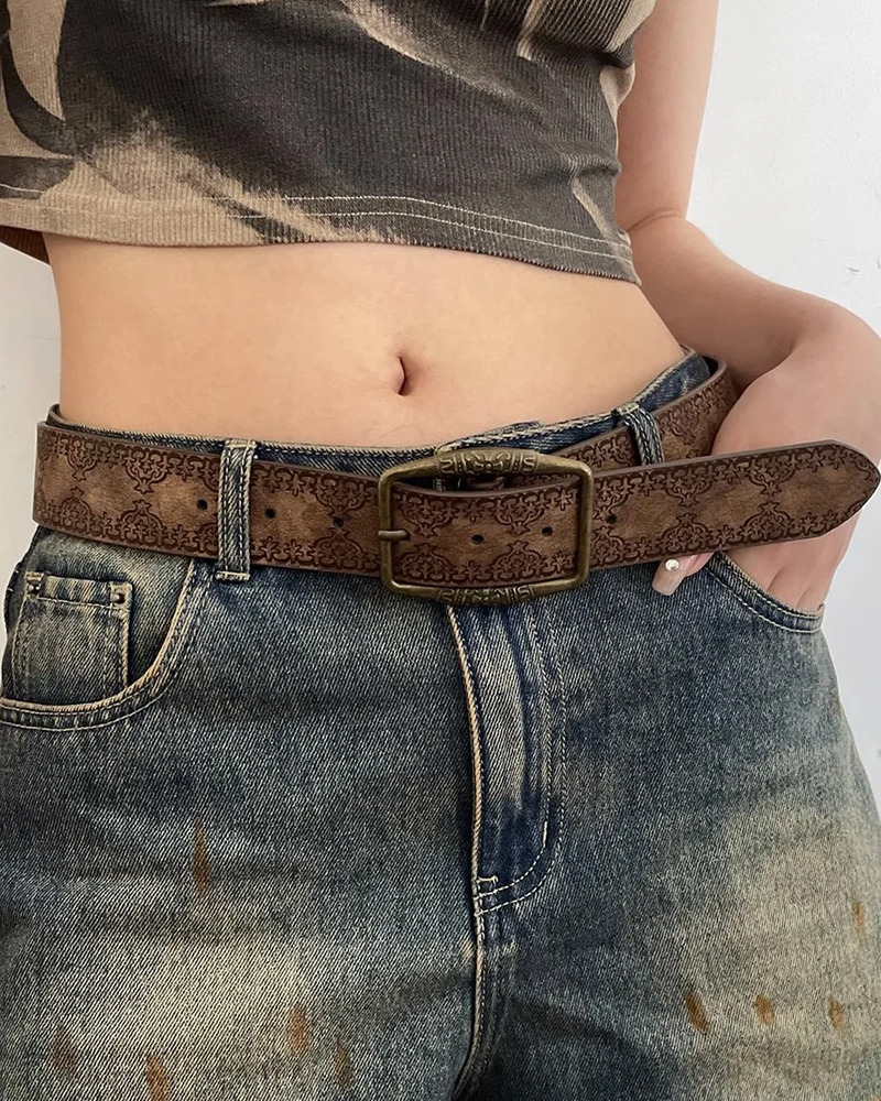 Vintage Y2K Leather Belt - Perfect for 90s Grunge, Retro, and Summer Y2K Outfits