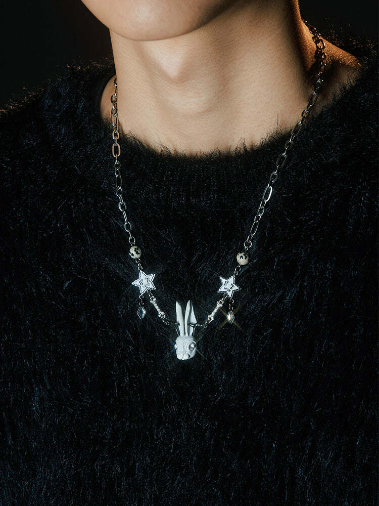 VSCH Lucky Rabbit Necklace - Y2K Grunge, 90s Retro, Pastel Goth, Summer Y2K Fashion Accessory