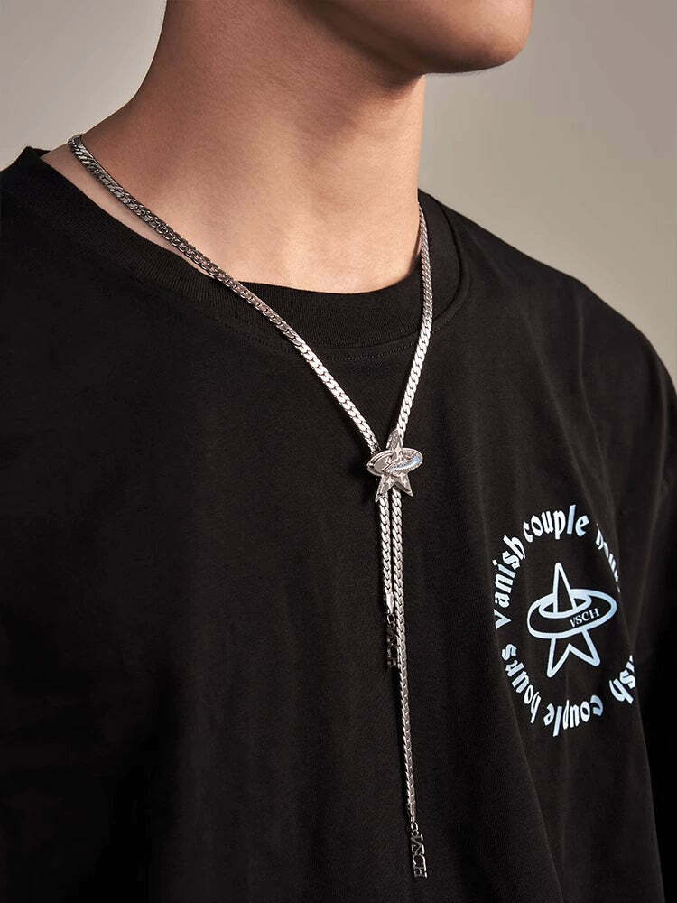 VSCH Star Planet Pull Necklace - Y2K Grunge, 90s Retro, Pastel Goth, Y2K Party & Club Outfits