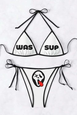 Wassup Y2K Halter Triangle String Bikini Set - Retro 90s Grunge Summer Beach Outfit