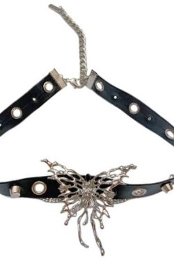 Webcore Y2K Dark Grunge Butterfly Choker - 90s Fashion, Y2K Summer Outfits, Gothic Y2K Style