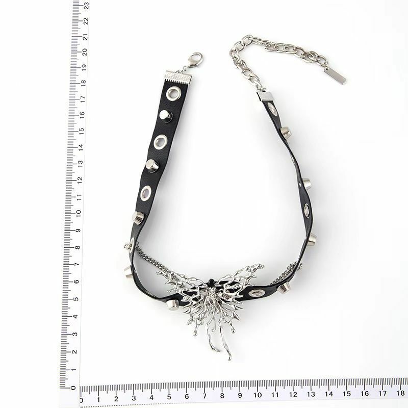 Webcore Y2K Dark Grunge Butterfly Choker - 90s Fashion, Y2K Summer Outfits, Gothic Y2K Style