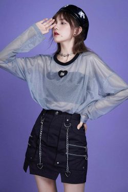 Webcore Y2K Oversized Mesh Top - Retro 90s Grunge, Summer Y2K Outfits, Pastel Goth Style