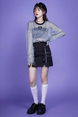 Webcore Y2K Oversized Mesh Top - Retro 90s Grunge, Summer Y2K Outfits, Pastel Goth Style