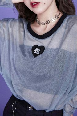 Webcore Y2K Oversized Mesh Top - Retro 90s Grunge, Summer Y2K Outfits, Pastel Goth Style