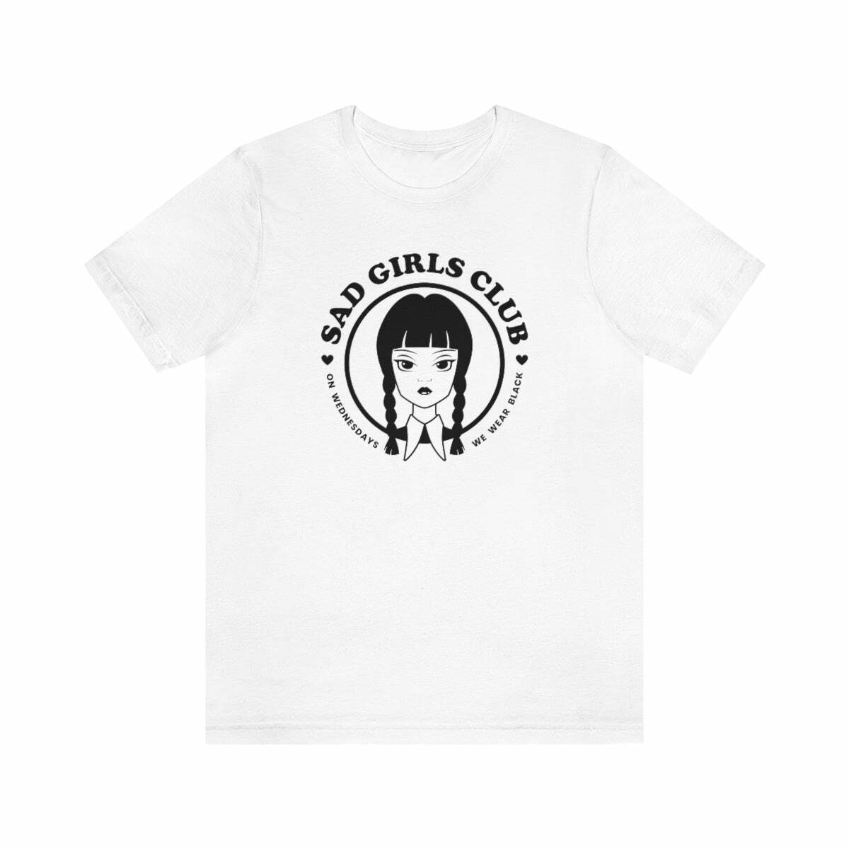 Wednesday Addams Sad Girls Club Soft Tee - Y2K Grunge, 90s Fashion, Retro Goth, Pastel Goth Outfit