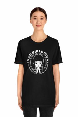 Wednesday Addams Sad Girls Club Soft Tee - Y2K Grunge, 90s Fashion, Retro Goth, Pastel Goth Outfit