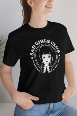 Wednesday Addams Sad Girls Club Soft Tee - Y2K Grunge, 90s Fashion, Retro Goth, Pastel Goth Outfit