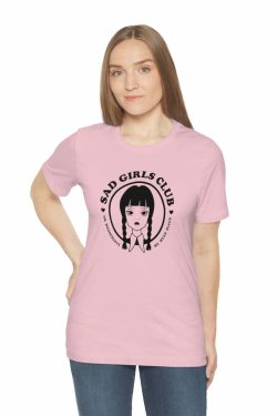 Wednesday Addams Sad Girls Club Soft Tee - Y2K Grunge, 90s Fashion, Retro Goth, Pastel Goth Outfit